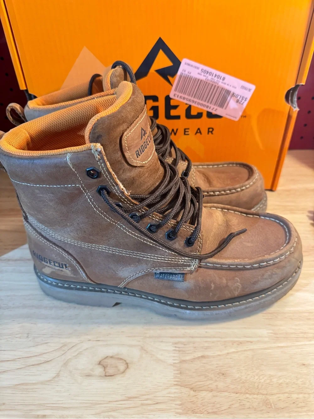 Men's Ridgecut Brown Moc Toe Work Boots Size 10D